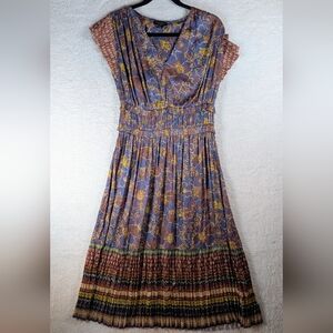 533-Current Air Satin Purple and Brown Floral Maxi Dress